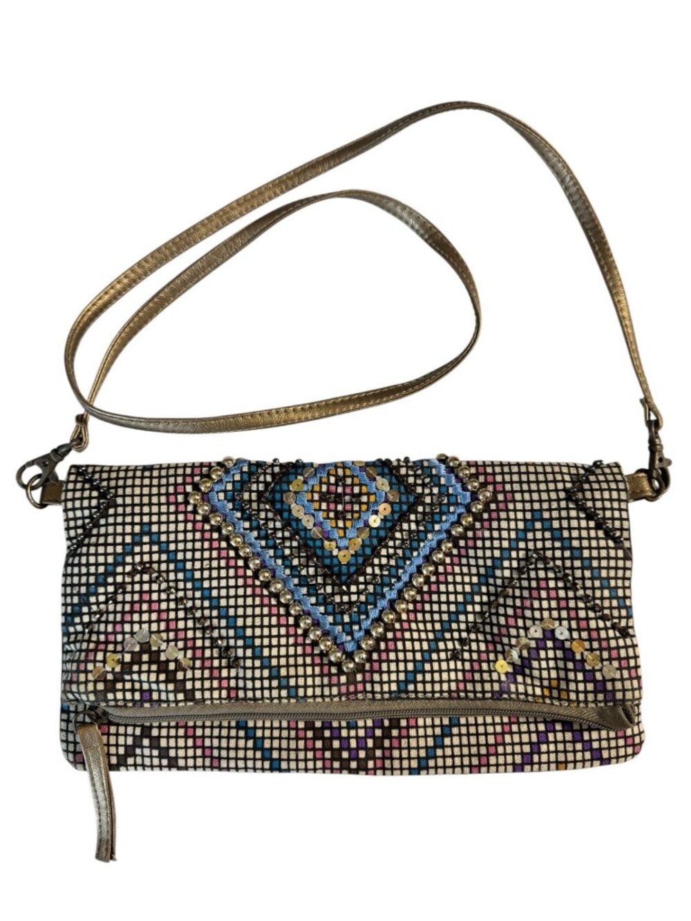 Aldo Beaded Cotton Crossbody Purse With Removable Strap